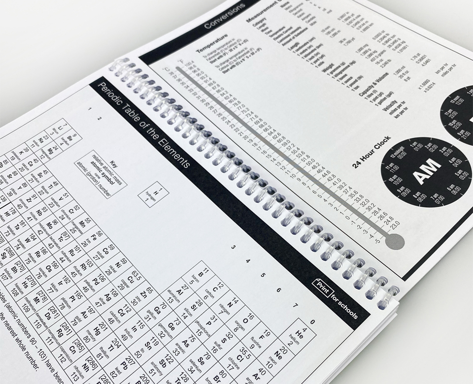 Generic Secondary School Planner Diary Periodic Table and Conversions