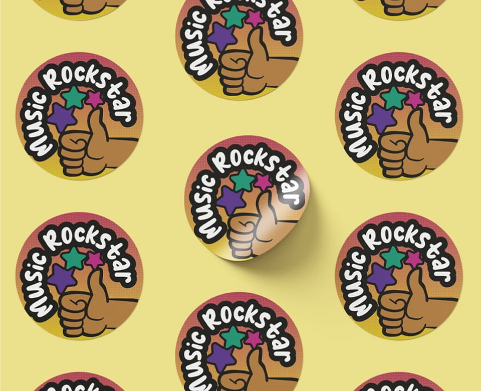Print for School FREE Resources - Downloadable d510 Subject Stickers - Music Rockstar
